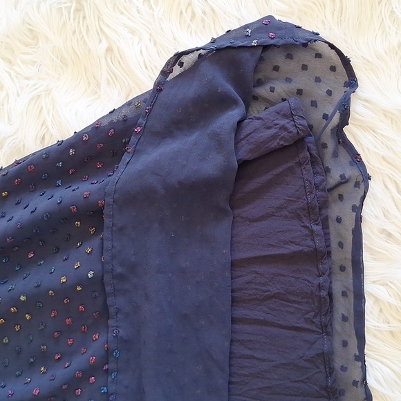 NWOT 3Pommes Girls Navy Robe A Manches Short Sleeve Dress - Picture 9 of 15